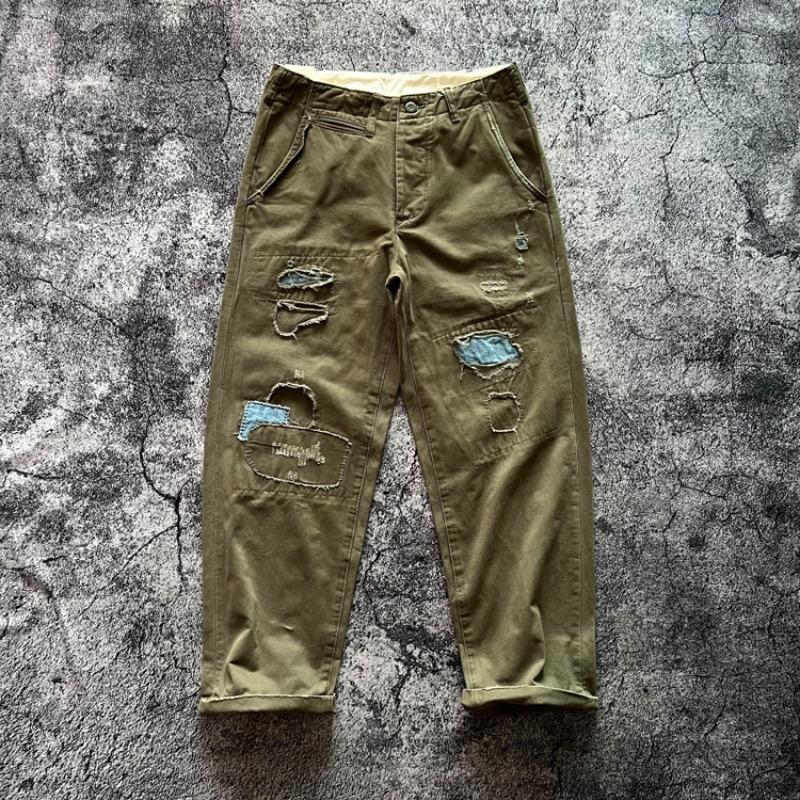 Chino Pants Men - Amekaji اليابان خمر الوزن الثقيل 100%