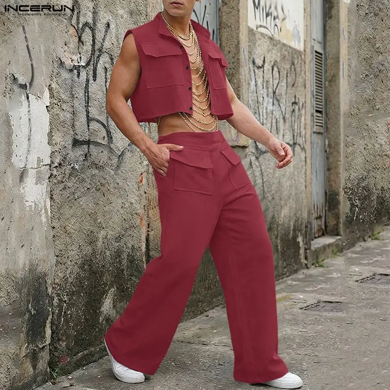 Men'S Fashion For Summer 2026 - طقم رجالي من INCERUN، قميص بدون