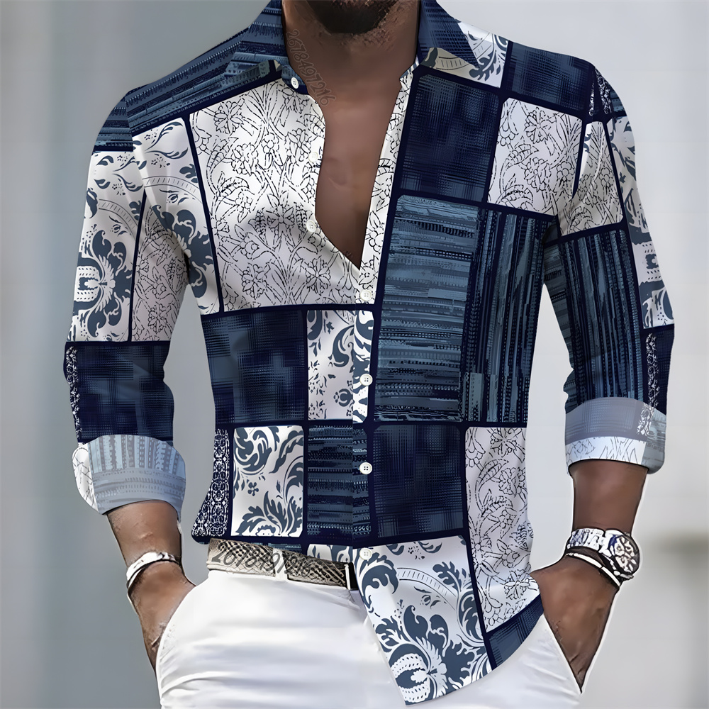 Mens Fashion Trend - قميص رجالي بأكمام طويلة بتصميم فاخر
