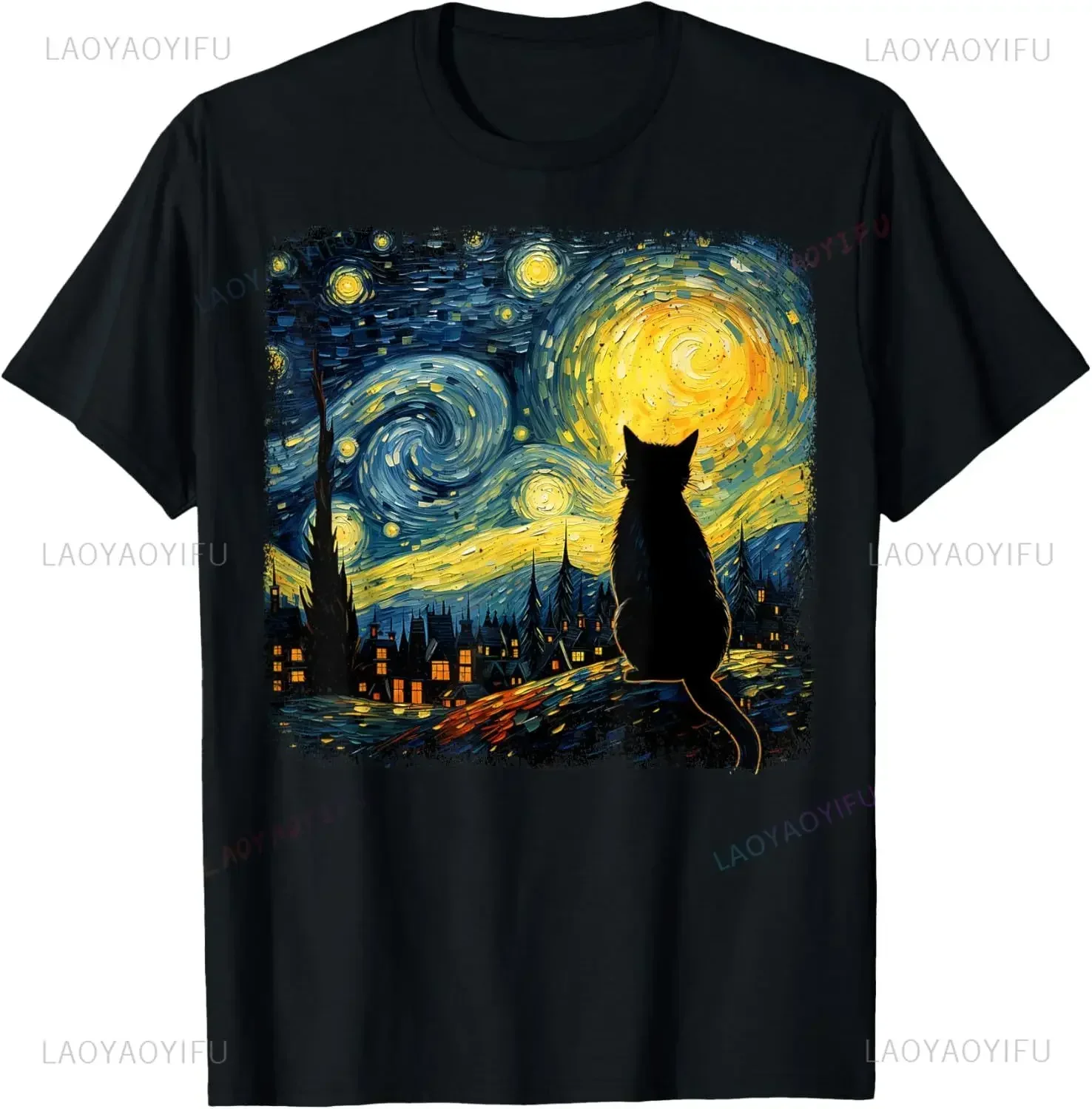 Men'S Fashion Aesthetics - القط ليلة مرصعة بالنجوم فان جوخ