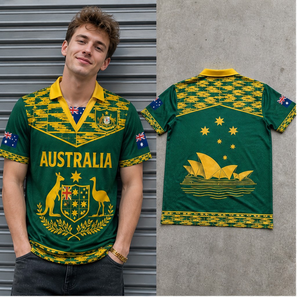 Mens Fashion Australia - قميص رجالي أسترالي مزخرف بشعار الكنغر