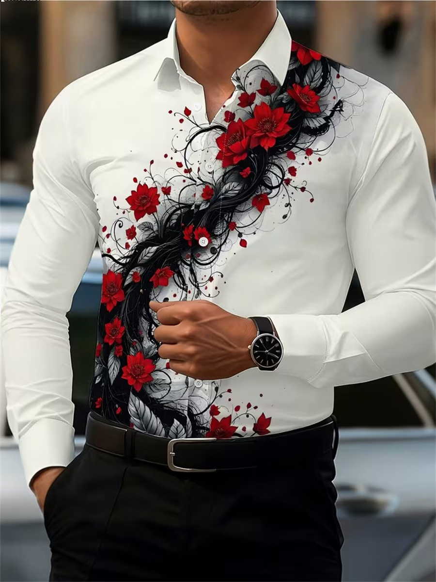 قميص رجالي بأكمام طويلة مزين ب - مراجعة Mens Fashion Trend وسعره